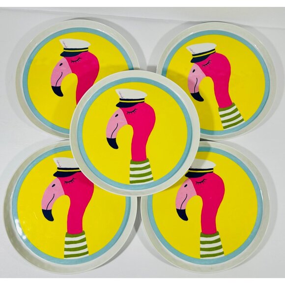 Pottery Barn Kids Pink Flamingo Plates 9” Melamine BPA-Free Bright Shatterproof - Picture 1 of 7